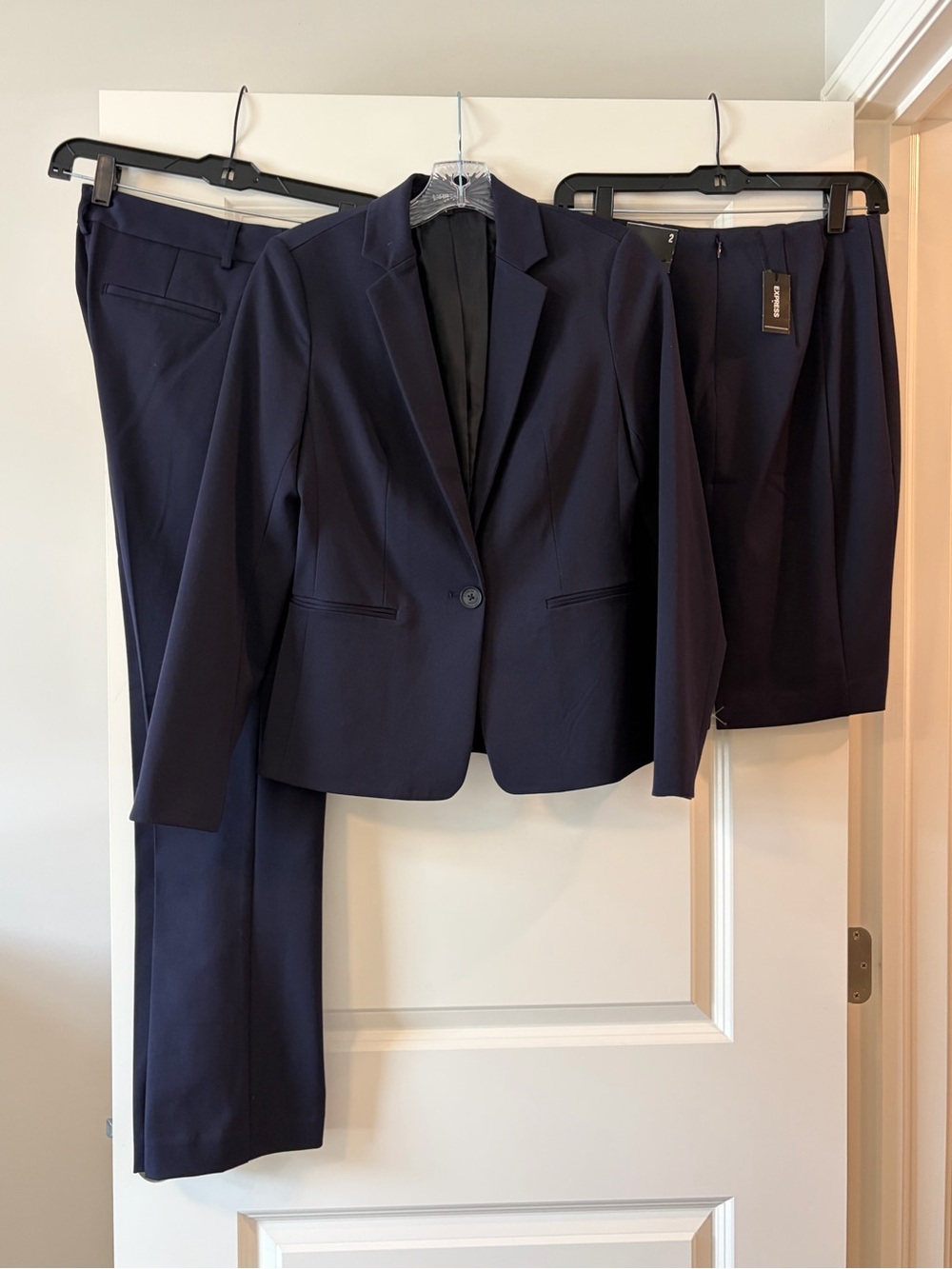 EXPRESS Outlet - Classic Navy Women's Suit Jacket, Pants, Skirt 3 Piece Set